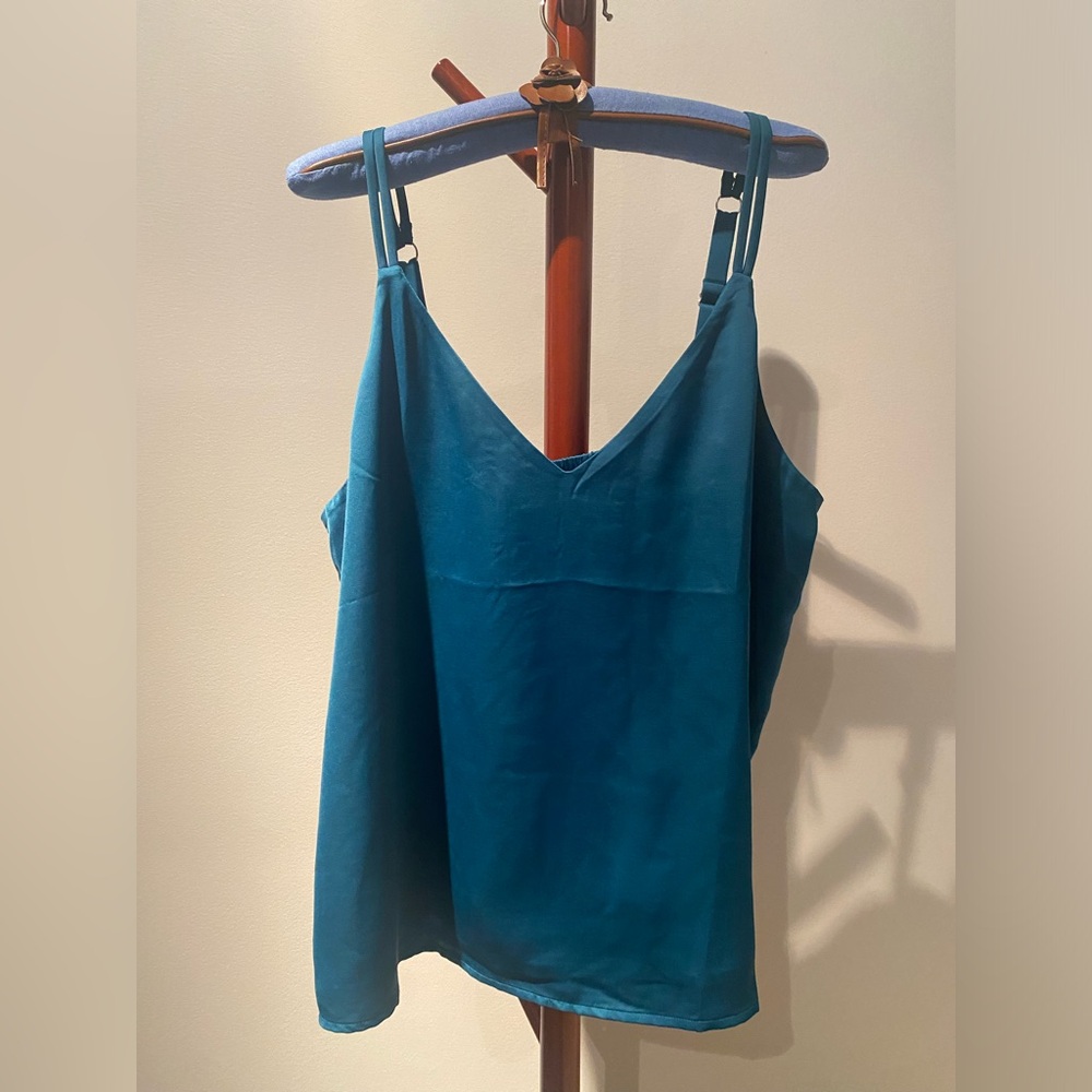 Lands' End Teal Satin V-Neck Camisole